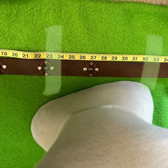 EUC- FRENCH CONNECTION brown studded leather belt w/ brass buckle main image 5